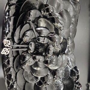 Brighton Black Patent Textured Floral Clutch